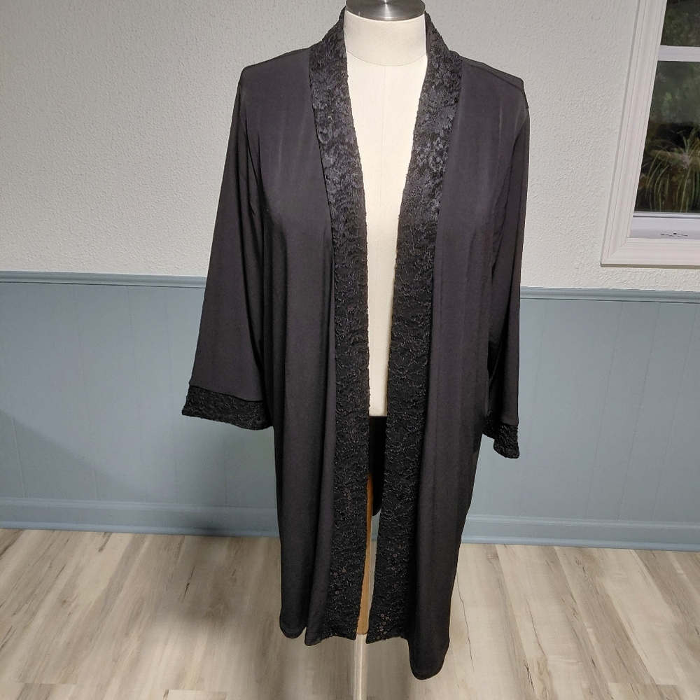Catherines Black Lace-Trim Cardigan